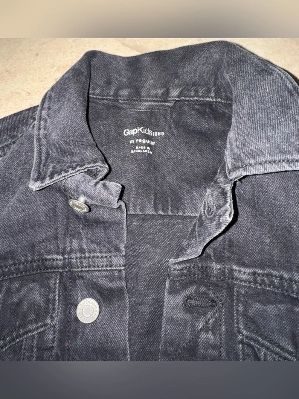 GAP Kids Black Denim Jacket with Patch Details